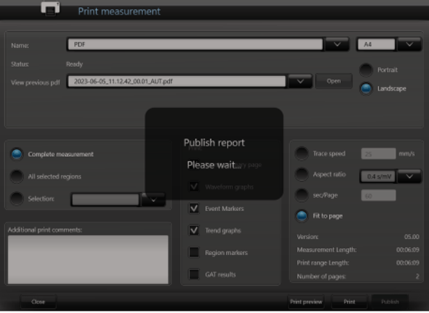 Finapres NOVA-print measurement screen